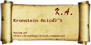 Kronstein Acicét névjegykártya